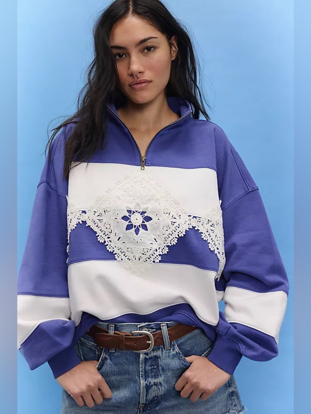 NWT! FP Free People Had A Lot Of Fun Half Zip Sweatshirt Sz S/M/L